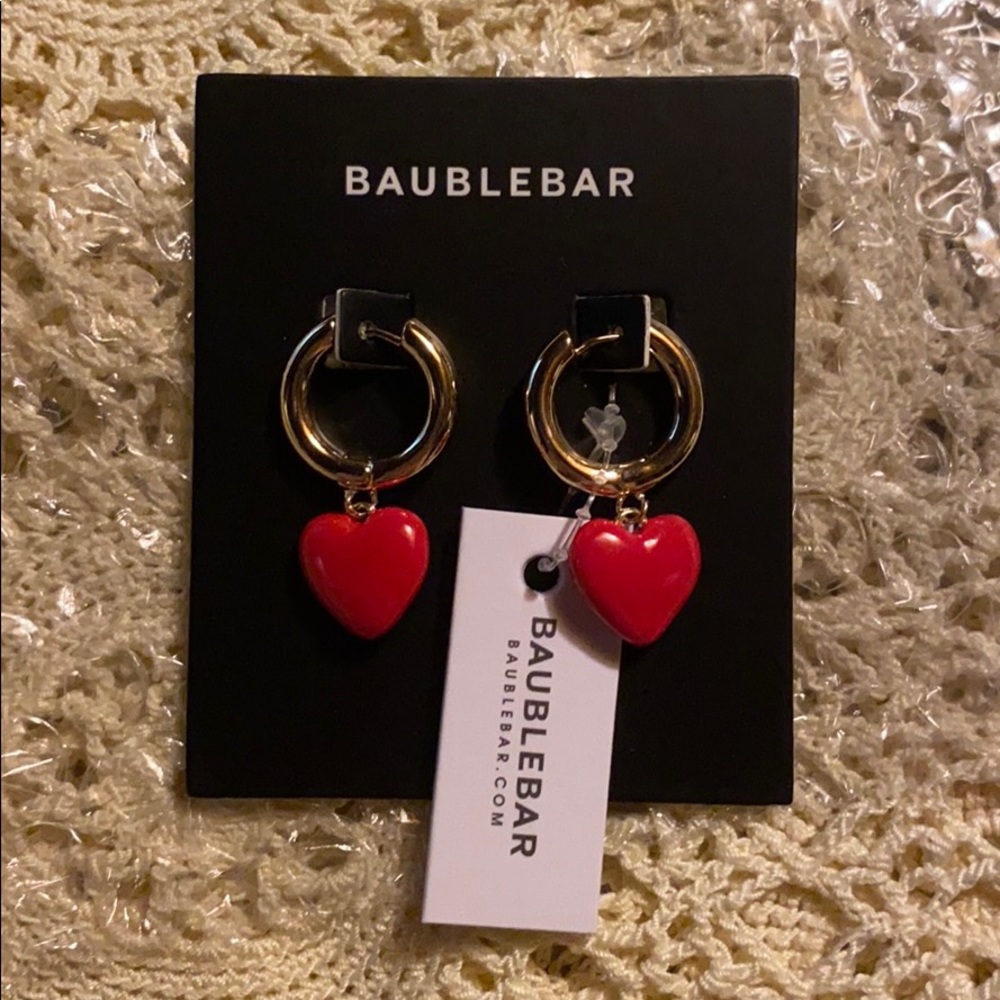 COPY - Baublebar red heart hoop dangles